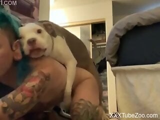 Tattooed babe is fucked from behind in zoo porn