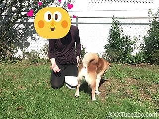 Zoophile is preparing for zoo sex outdoors